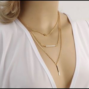 Multilayer Pearl & Bar Necklace